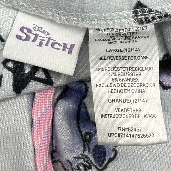 Disney Stitch Gray Wide Leg Pajama Pants Womens Large 12/14 Out Of This World - Picture 2 of 3